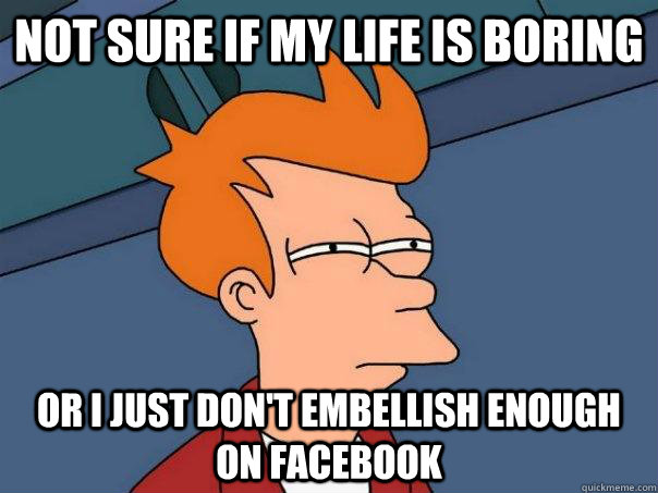 Not sure if my life is boring Or I just don't embellish enough on Facebook  Futurama Fry