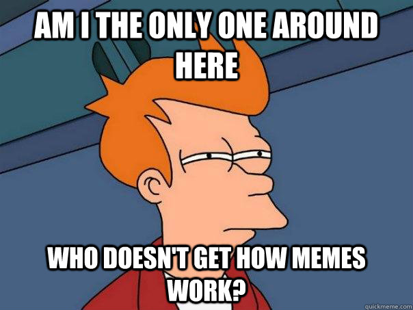 Am I the only one around here who doesn't get how memes work?  Futurama Fry