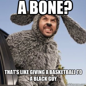 A bone? That's like giving a basketball to a black guy

  