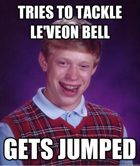 Tries to tackle Le'Veon Bell Gets jumped  - Tries to tackle Le'Veon Bell Gets jumped   Bad Luck Brian