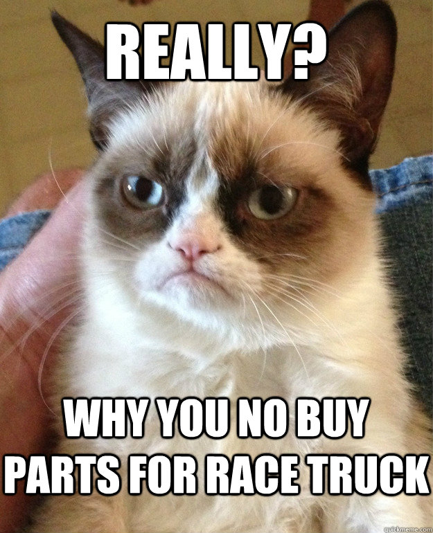 Really? Why you no buy parts for race truck - Really? Why you no buy parts for race truck  Grumpy Cat