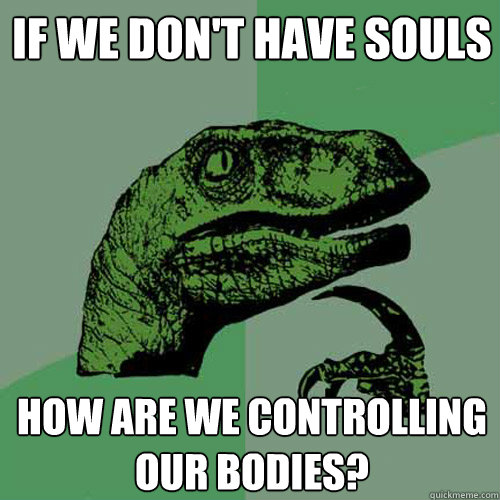 If we don't have souls how are we controlling our bodies?  Philosoraptor