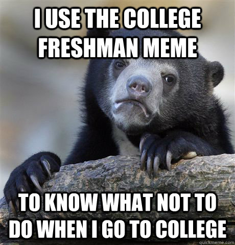 I use the college freshman meme to know what not to do when I go to college  Confession Bear