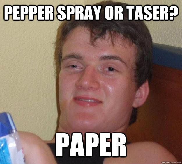 Pepper spray or Taser? Paper - Pepper spray or Taser? Paper  10 Guy