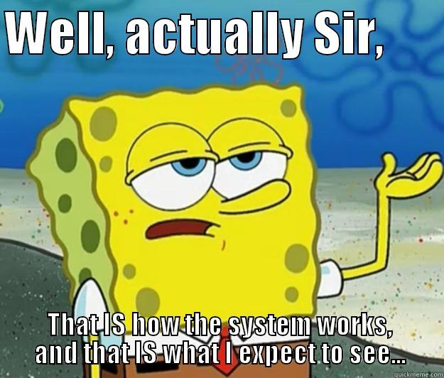 WELL, ACTUALLY SIR,       THAT IS HOW THE SYSTEM WORKS, AND THAT IS WHAT I EXPECT TO SEE... Tough Spongebob