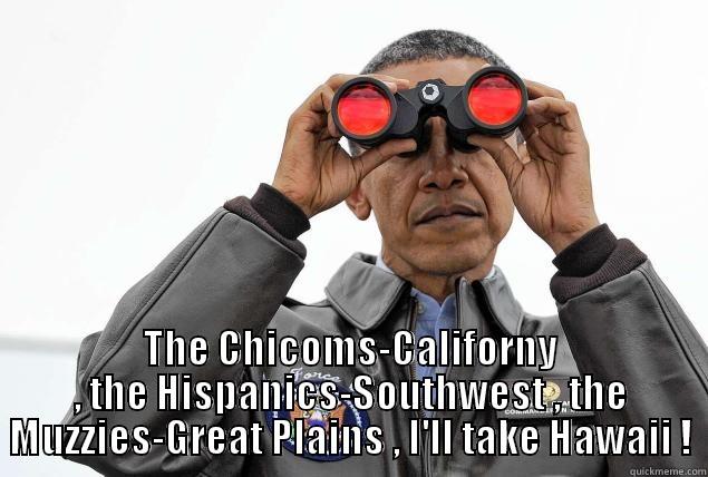 whooo hoooo -  THE CHICOMS-CALIFORNY , THE HISPANICS-SOUTHWEST , THE MUZZIES-GREAT PLAINS , I'LL TAKE HAWAII ! Misc