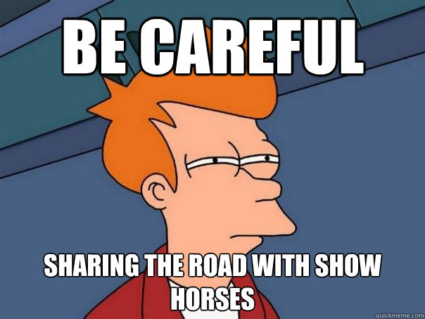 Be careful sharing the road with show horses  Futurama Fry