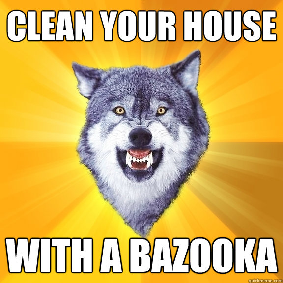 Clean your house With a bazooka  Courage Wolf