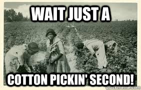 wait just a  cotton pickin' second!  