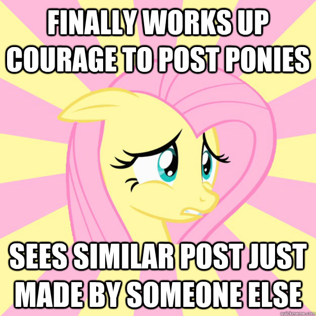 FInally works up courage to post ponies  sees similar post just made by someone else  Socially awkward brony