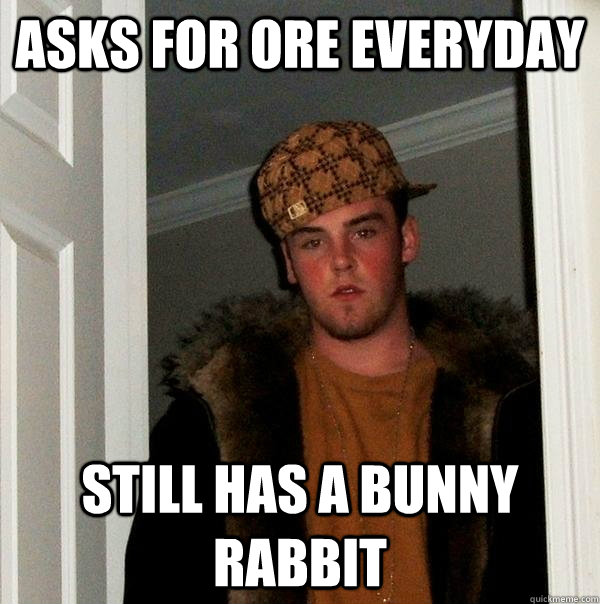 asks for ore everyday still has a bunny rabbit  Scumbag Steve