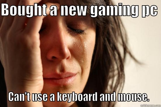 BOUGHT A NEW GAMING PC  CAN'T USE A KEYBOARD AND MOUSE.  First World Problems