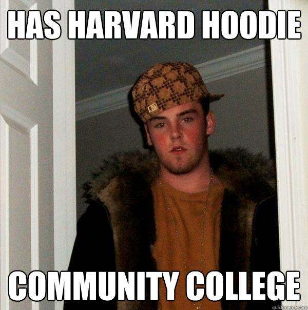 Has Harvard Hoodie Community College  Scumbag Steve