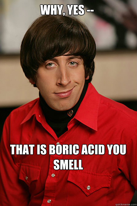 why, yes -- that is boric acid you smell  Pickup Line Scientist