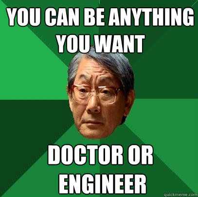 you can be anything
you want doctor or
 engineer  High Expectations Asian Father