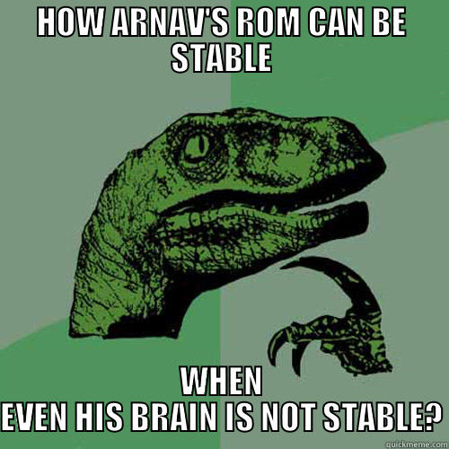 HOW ARNAV'S ROM CAN BE STABLE WHEN EVEN HIS BRAIN IS NOT STABLE? Philosoraptor