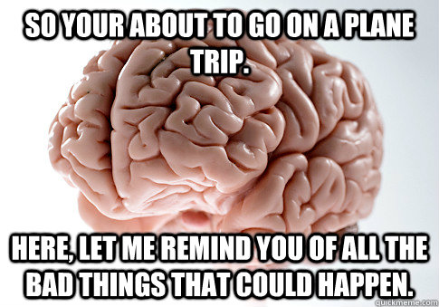 So your about to go on a plane trip. Here, let me remind you of all the bad things that could happen.  Scumbag Brain