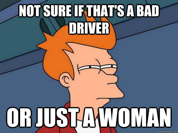 not sure if that's a bad driver or just a woman  Futurama Fry