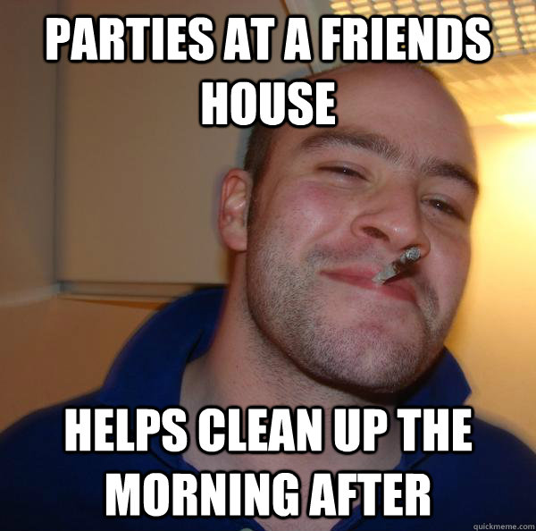 parties at a friends house helps clean up the morning after - parties at a friends house helps clean up the morning after  Misc