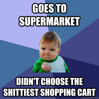 Goes to supermarket didn't choose the shittiest shopping cart  Success Kid