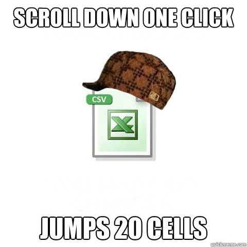 Scroll down one click jumps 20 cells  