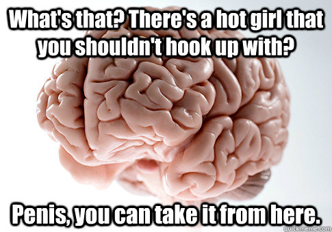 What's that? There's a hot girl that you shouldn't hook up with? Penis, you can take it from here.   Scumbag Brain