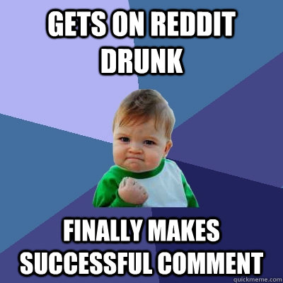 Gets on reddit drunk Finally makes successful comment  Success Kid