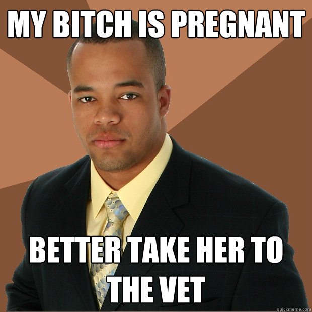 my bitch is pregnant better take her to the vet  Successful Black Man