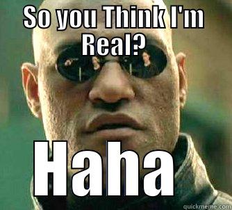 SO YOU THINK I'M REAL? HAHA  Matrix Morpheus