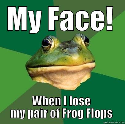 MY FACE! WHEN I LOSE MY PAIR OF FROG FLOPS Foul Bachelor Frog