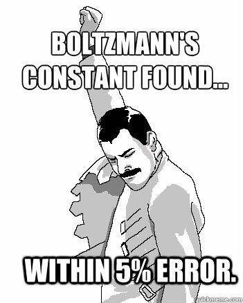 Boltzmann's Constant Found... Within 5% error.  Freddie Mercury