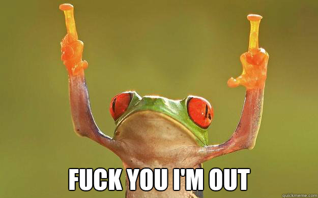  FUCK YOU I'M OUT  Peace Out Frog