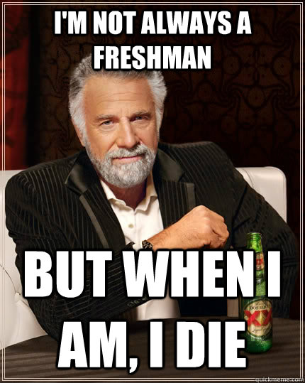 I'm not always a freshman but when I am, I die  The Most Interesting Man In The World