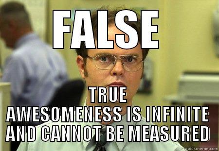 TEAM AWESOME SPINAL TAP - FALSE TRUE AWESOMENESS IS INFINITE AND CANNOT BE MEASURED Schrute