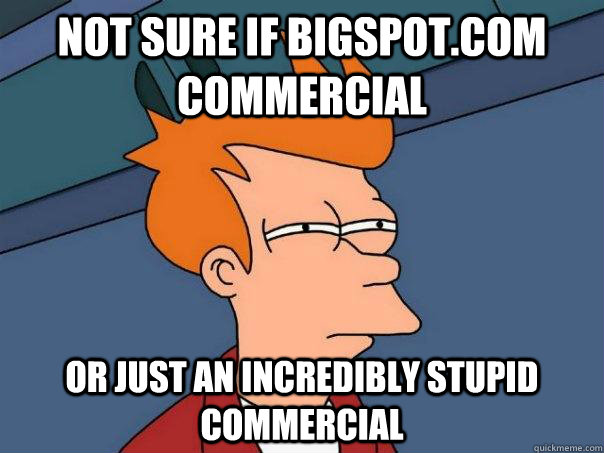 Not sure if bigspot.com commercial Or just an incredibly stupid commercial  Futurama Fry