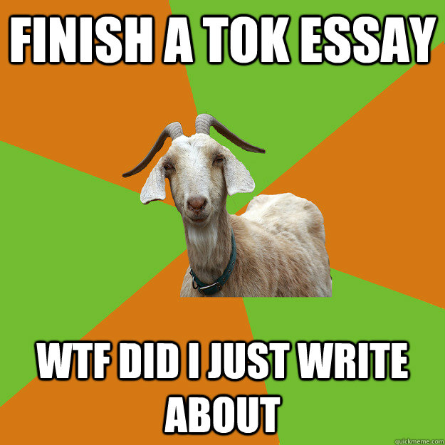 finish a tok essay wtf did i just write about  IB Goat