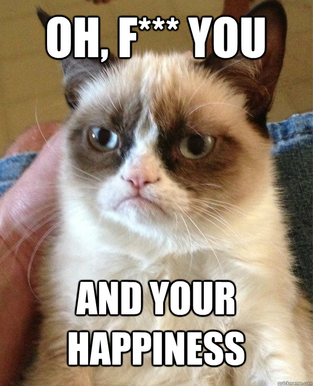 oh, f*** you and your happiness  Grumpy Cat