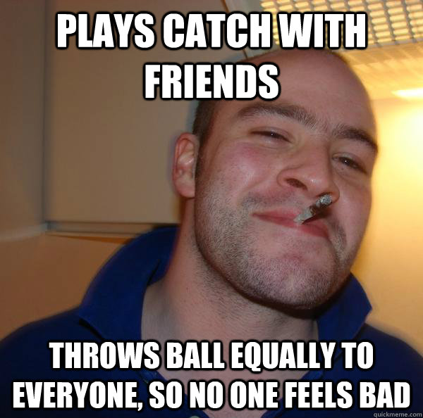 plays catch with friends throws ball equally to everyone, so no one feels bad - plays catch with friends throws ball equally to everyone, so no one feels bad  Misc