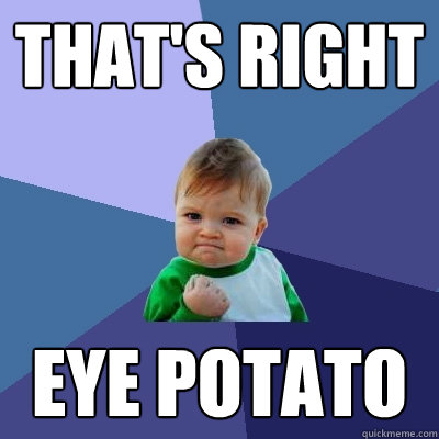 that's right eye potato - that's right eye potato  Success Kid