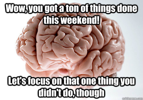 Wow, you got a ton of things done this weekend! Let's focus on that one thing you didn't do, though   Scumbag Brain