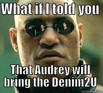 Would you take the full price designer jeans, or the half priced - WHAT IF I TOLD YOU  THAT AUDREY WILL BRING THE DENIM2U Matrix Morpheus