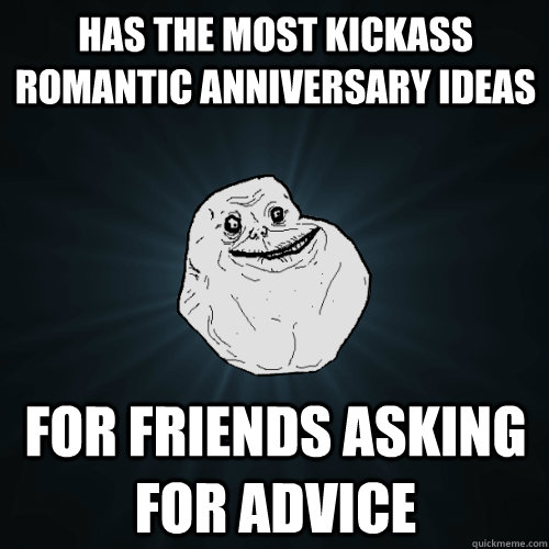 Has the most kickass romantic anniversary ideas For friends asking for advice  Forever Alone