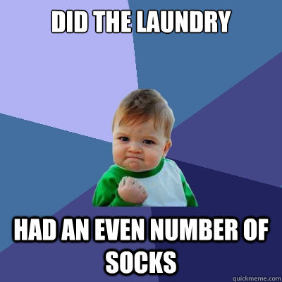 did the laundry had an even number of socks  Success Kid