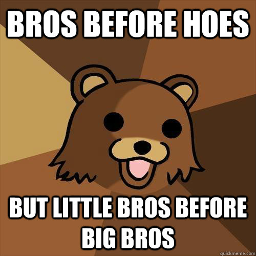 bros before hoes but little bros before big bros  Pedobear