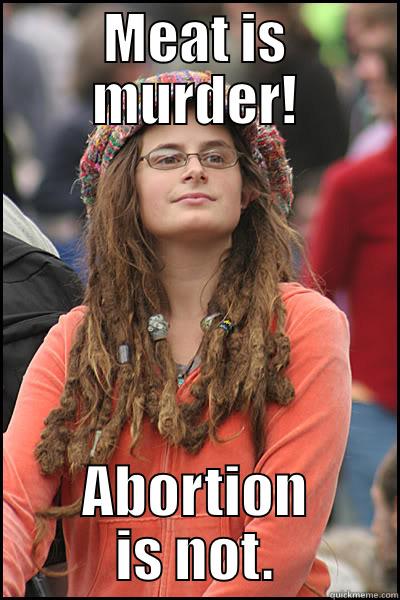 MEAT IS MURDER! ABORTION IS NOT. College Liberal