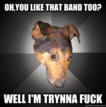 OH,YOU LIKE THAT BAND TOO? WELL I'M TRYNNA FUCK  Depression Dog