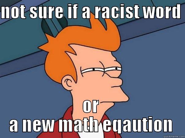 NOT SURE IF A RACIST WORD  OR A NEW MATH EQAUTION Futurama Fry