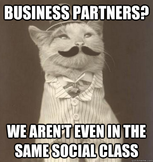 Business partners?  We aren't even in the same social class  Original Business Cat