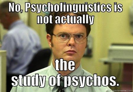 NO, PSYCHOLINGUISTICS IS NOT ACTUALLY THE STUDY OF PSYCHOS. Schrute