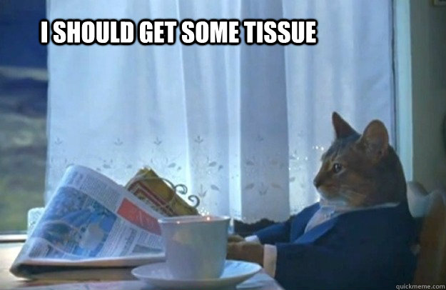 I should get some tissue  Sophisticated Cat